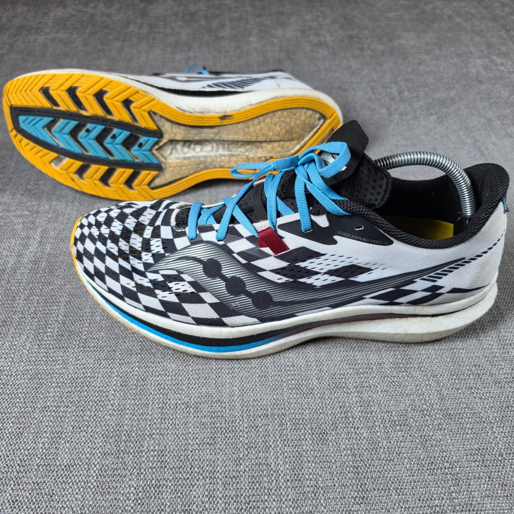 Saucony Endorphin Pro 2 Mens 14 White Black Checkerboard S20687-40 Running Shoes